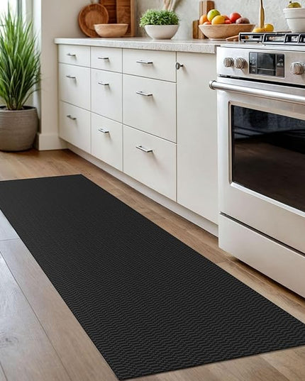KOZYFLY Washable Runner Rug 2x7 ft Hallway Runner Kitchen Runner Rugs with Rubber Backing Bobo Entryway Runner Indoor, Carpet Runners for Hall Entrance Bedroom, Black/Grey