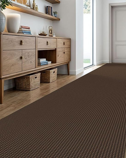 KOZYFLY Extra Long Runners for Hallways 3x20 ft Washable Kitchen Runner Non Slip Rubber Backed Hallway Rug Cotton Entryway Runner Rug Floor Carpet for Indoor Hall, Kitchen, Stair, Reddish Brown/Coffee