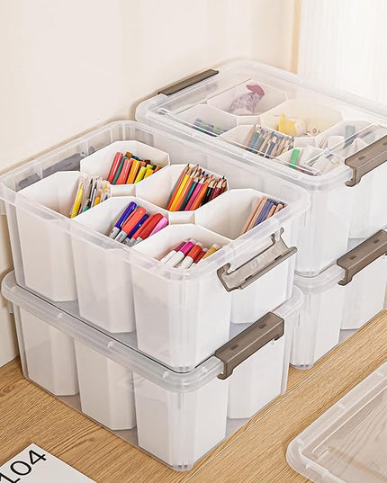 Citylife 17 QT Plastic Storage Bins Clear Storage Box with Lids Multipurpose Stackable Storage Containers for Organizing Tool, Craft, Crayon