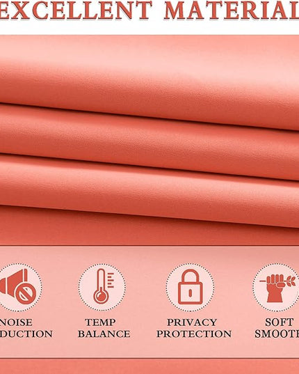 DONREN Coral Room Darkening Curtain Panels for Bedroom - 72 Inch Thermal Insulated Rod Pocket Curtains (52 by 72 Inch,2 Panels)