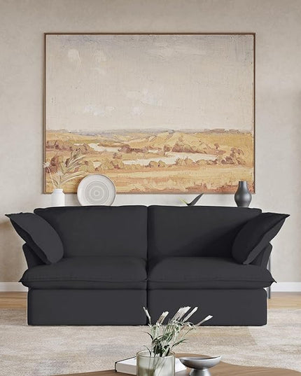 JACH Modern Couch for Living Room, Love Seat Modular Sectional Sofa, Cushion Covers Removable, Comfy Convertible Sectional Couches, Two Corners Sofa for Living Room Bedroom Office Apartment (Black)