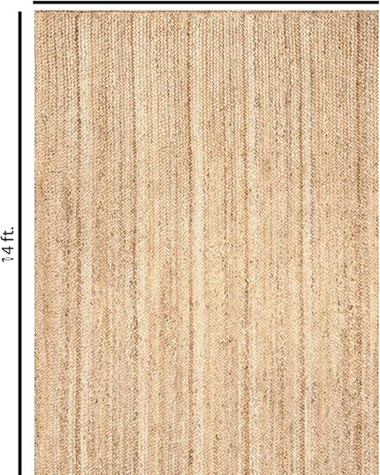 FRELISH DECOR Handwoven Jute Area Rug - 10x14 Feet Natural Yarn - Rustic Vintage Beige Braided Reversible Rectangular Rugs for Bedroom - Kitchen - Living Room - Farmhouse (10' x 14')