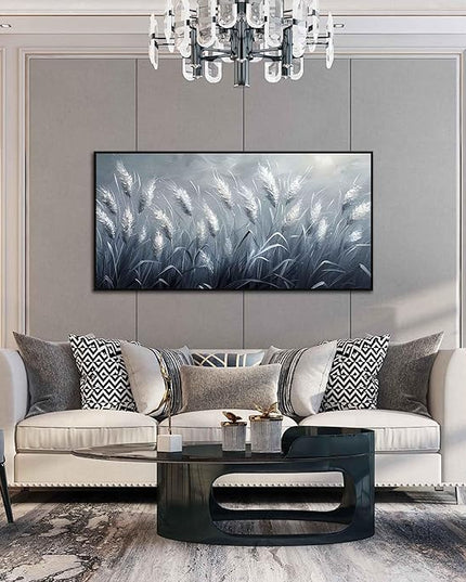 Home Decor Botanical Wall Art Reed Wall Paintings Black Framed Wall Decor Big Pictures 29"x 59"