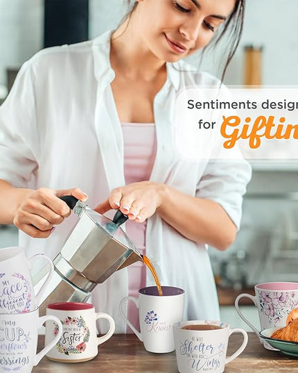 Christian Art Gifts Encouraging Ceramic Coffee & Tea Scripture Mug for Women: My Grace Is Sufficient Inspirational Bible Verse, Microwave/Dishwasher Safe, Cute Drinkware, White & Purple Floral, 12 oz.