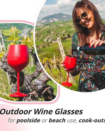 Gusto Nostro Stainless Steel Wine Glass - 18 oz - Unbreakable Colorful Wine Glasses for Travel, Camping and Pool - Fancy, Unique and Cool Portable Metal Wine Glass for Outdoor, Picnics (Set of 2)