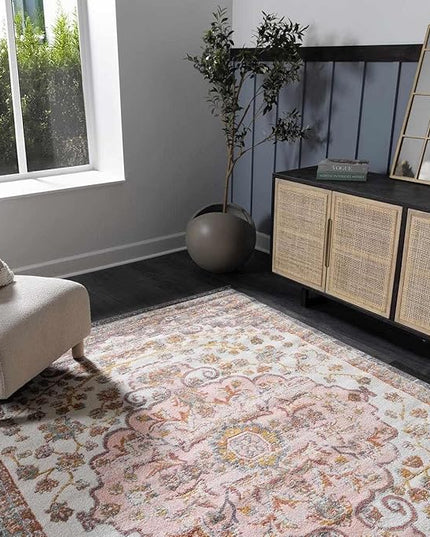 BoutiqueRugs Oark Traditional Area Rug - Brick Red, Camel, Charcoal - 7'10" x 10'3"