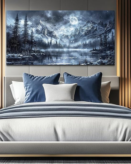 FUHAIHUA Canvas Wall Art For Living Room Wall Decor For Office Bedroom Decorations Black And White Wall Paintings Forest Landscape Pictures Hotel Artwork Posters Home Decor Ready to Hang 20X40 In