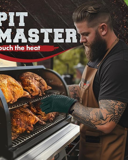 KITCHEN PERFECTION S Silicone Smoker Oven Gloves -Extreme Heat Resistant BBQ Gloves -Handle Hot Food Right on Your Grill Fryer Pit|Waterproof Oven Mitts |Superior Value Set+3 Bonuses