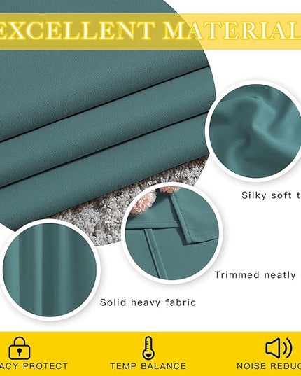 NICETOWN Blackout Room Darkening Window Curtain - Thermal Insulated Solid Grommet Blackout Curtain/Drape for Living Room (Sea Teal, Single Panel, 80 by 84-inch)