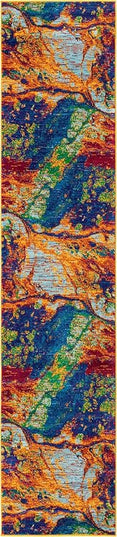Rugs.com Calypso Collection Rug – 10 Ft Runner Multi Medium-Pile Rug Perfect for Hallways, Entryways