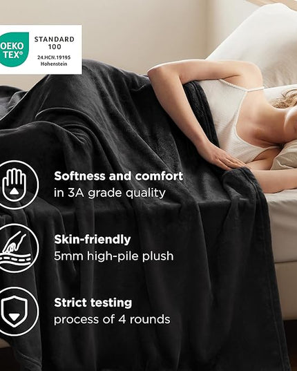 Bedsure GentleSoft Fleece Bed Blankets Full Size Black - Soft Lightweight Plush Fuzzy Cozy Luxury Blanket Microfiber, 84x90 inches