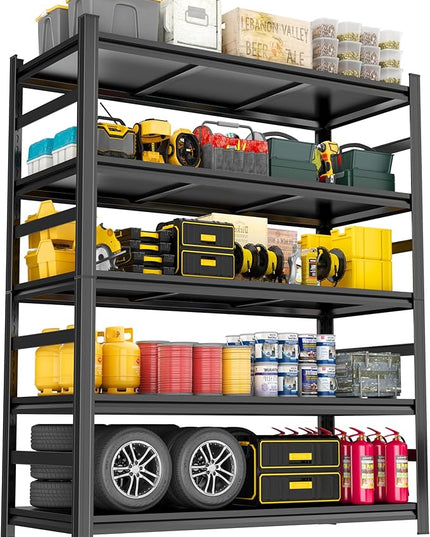 Metal Shelving, Garage Shelves Series, Heavy Duty Storage Shelf, Large Industrial Steel Racks for Garage, Basement and Factories, Multifunctional Utility Shelving Unit