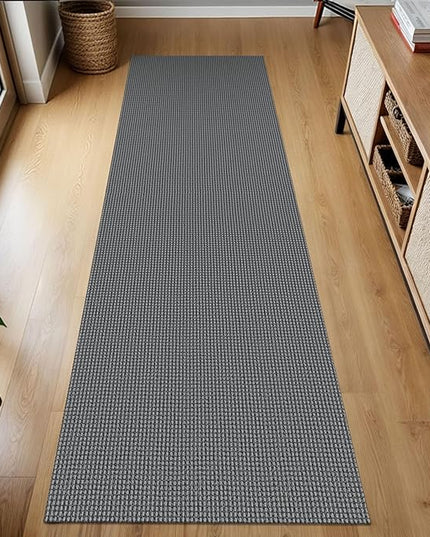 KOZYFLY Runners for Hallways 2x7 ft Washable Kitchen Runner Non Slip Rubber Backed Hall Runners Cotton Entryway Runner Rugs Floor Carpet for Indoor Backdoor Bedroom Kitchen, Grey/Dark Grey