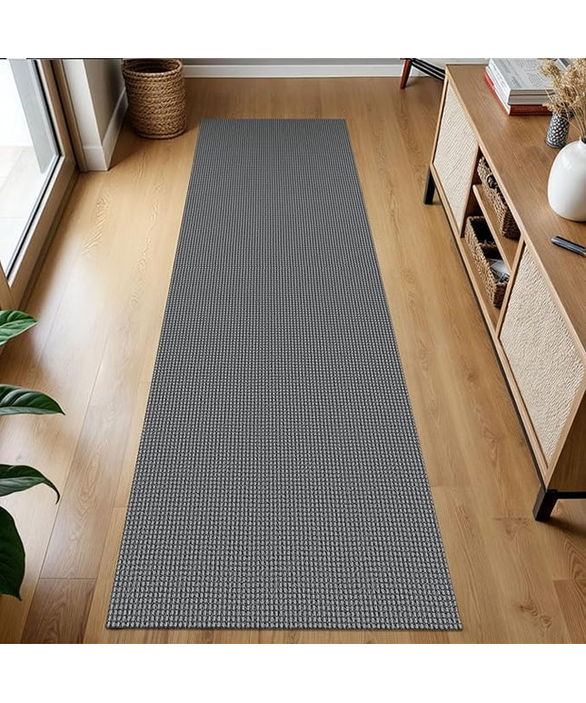 KOZYFLY Runners for Hallways 2x7 ft Washable Kitchen Runner Non Slip Rubber Backed Hall Runners Cotton Entryway Runner Rugs Floor Carpet for Indoor Backdoor Bedroom Kitchen, Grey/Dark Grey