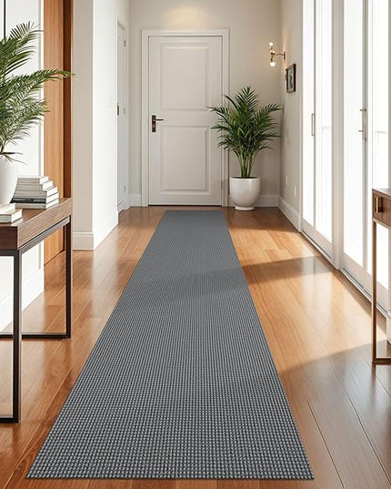 KOZYFLY Runners for Hallways 2x10 ft Washable Kitchen Runner Non Slip Rubber Backed Hallway Rugs Cotton Entryway Runner Rug Floor Carpet for Indoor Hall, Backdoor, Kitchen, Grey/Dark Grey