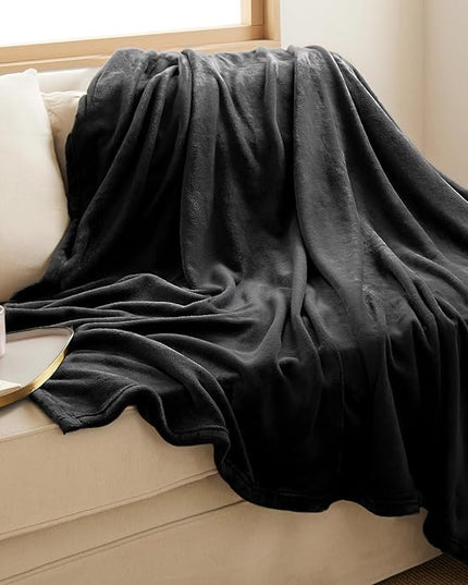 Bedsure GentleSoft Twin XL Fleece Blanket Dorm Bedding - Lightweight Soft Cozy Blankets for Bed, Sofa, Couch, Travel, Camping, Black, 66"x90"