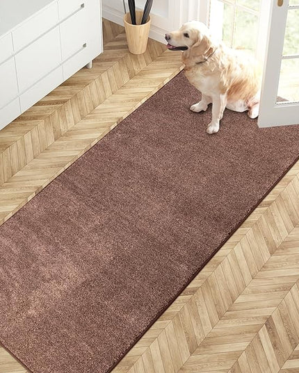 PURRUGS Dirt Trapping Door Mat 31.5" x 70", Non-Slip Machine Washable Entry Rug, Shoe Scraper, Dog Doormat, Super Absorbent Welcome Mat for Front & Back Door, Muddy Shoes & Paws, Brown-Light Cream