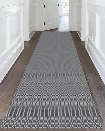 KOZYFLY Washable Runner Rug 3x14 ft Hallway Kitchen Runner Rugs with Rubber Backing Bobo Non Slip Entryway Runner Indoor, Long Carpet Runners for Hall Kitchen Entryway, Grey/Charcoal Grey
