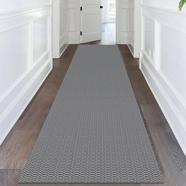KOZYFLY Washable Runner Rug 3x14 ft Hallway Kitchen Runner Rugs with Rubber Backing Bobo Non Slip Entryway Runner Indoor, Long Carpet Runners for Hall Kitchen Entryway, Grey/Charcoal Grey