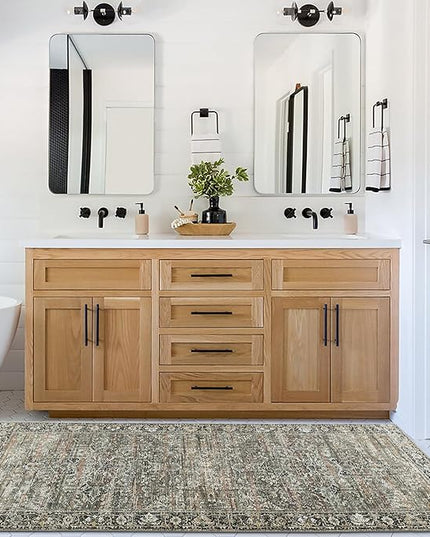 ReaLife Rugs Machine Washable Area Rug Runner - Living Room Bedroom Bathroom Kitchen Entryway Office - Padded Low Pile Stain Resistant Premium - Boho Farmhouse Vintage - Lyle - Brown 2'6" x 8'
