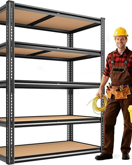 2050LBS Storage Shelves Heavy Duty 5 Tier Garage Storage Shelving, Adjustable Metal Shelving Unit Utility Rack Shelf for Warehouse, Pantry, Closet, Kitchen 72" H x 35.56" W x 16" D, Black