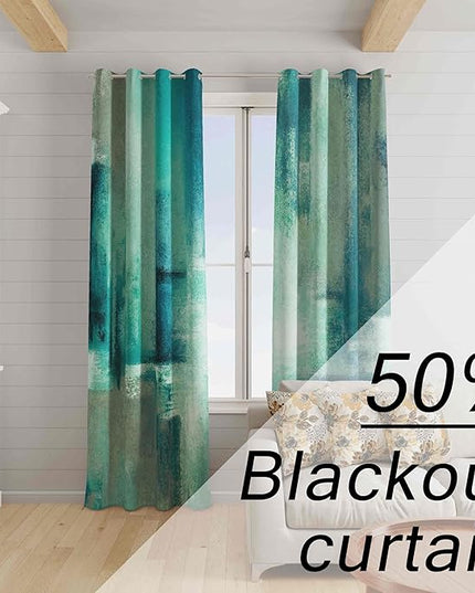 Asuexpect Teal Curtains 2 Panels Abstract Rust Curtain Room Darkening Grommet Window Treatments Modern Decorative for Bedroom Living Room, 52x84 Inches, Turquoise