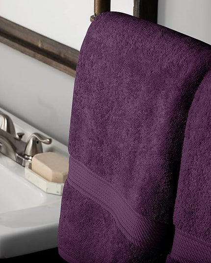 Superior Egyptian Cotton Pile 10 Piece Towel Set, Includes 2 Bath, 4 Hand, 4 Face Towels/Washcloths, Ultra Soft Luxury Towels, Thick Plush Essentials, Guest Bath, Spa, Hotel Bathroom, Plum