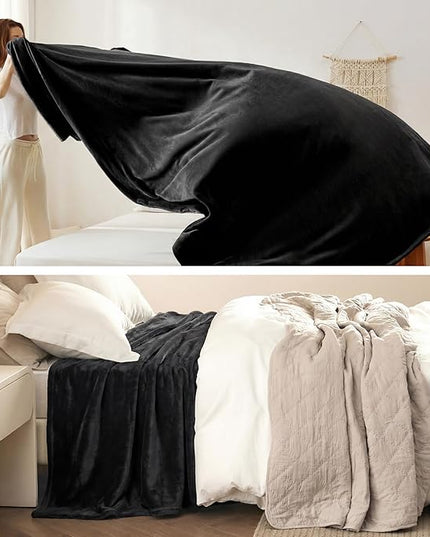 Bedsure GentleSoft Fleece Blankets King Size Black - Bed Blanket Soft Lightweight Plush Cozy Fuzzy Luxury Microfiber, 108x90 inches