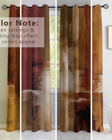 Asuexpect Burnt Orange Curtains 2 Panels Abstract Rust Curtain Room Darkening Grommet Window Drapes Modern Decorative Window Treatments for Bedroom Living Room, 42x72 Inches