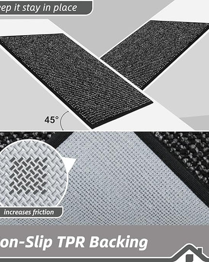 BEQHAUSE Dirt Trapper Door Mat 24" x 36", Non-Slip Washable Doormats Entrance Mat, Dirt Resistant and Absorbent Welcome Mat, Low Profile Floor Mats for Front Back Door and Entryway, Black