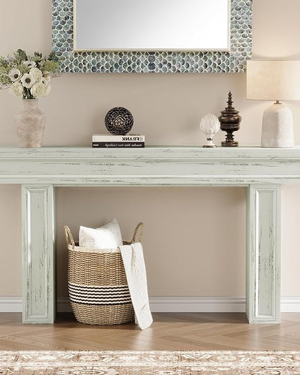 Rresyet 63 Inch Long Console Table, Sofa Table Behind Sofa, Wooden Entryway Table, Farmhouse Entryway Table for Entry, Hallway, Living Room (White)
