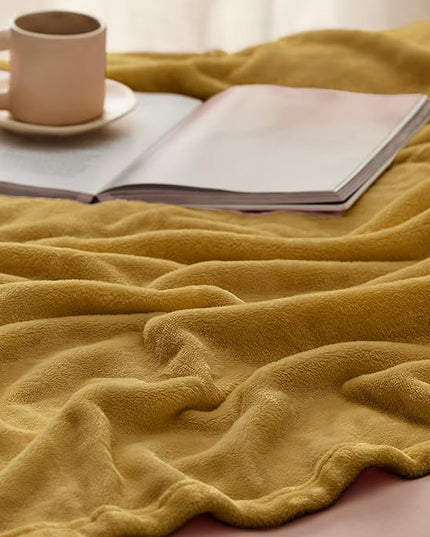 Bedsure GentleSoft Twin XL Fleece Blanket Dorm Bedding - Lightweight Soft Cozy Blankets for Bed, Sofa, Couch, Travel, Camping, Yellow, 66"x90"