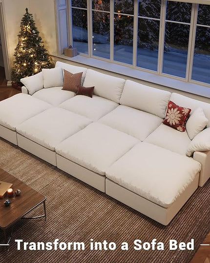 Cloud Modular Sectional Sofa,78.6" V Shape 3 Seater with Corner Down Filled Comfy Sofa,Modern Deep Seat Cloud Couch,Detachable Couch Cushion Covers for Living Room,White