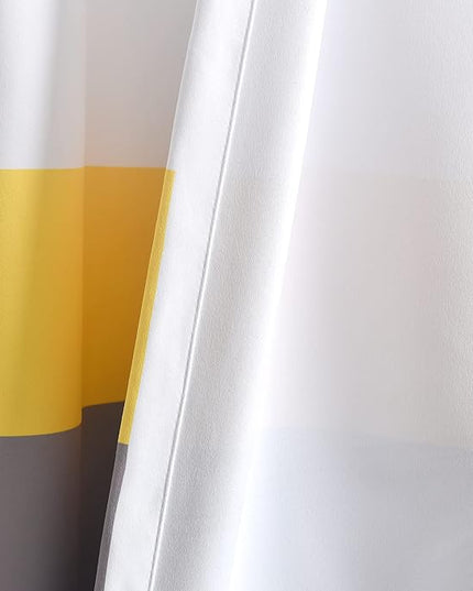 Lush Decor Alexander Color Block Light Filtering Window Curtain Panel Pair, 52"W x 84"L, Gray & Yellow