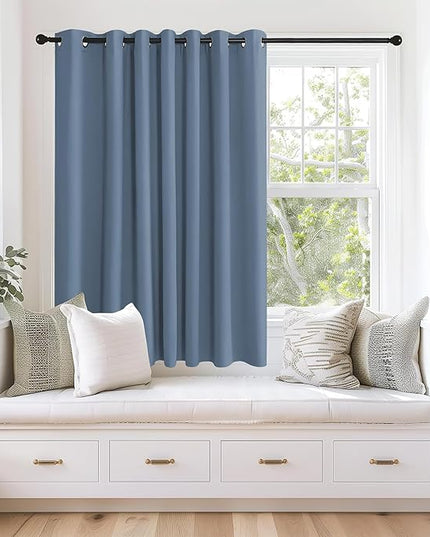 NICETOWN Blackout Curtains 63 inches Long for Living Room Bedroom, Grommet Thermal Insulated Room Divider Drape Window Treatment for Sliding Patio Door, W100 x L63, 1 Panel, Stone Blue