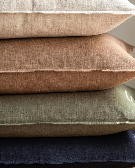 Foindtower Pack of 2, Decorative Linen Soild Throw Pillow Covers Soft Accent Cushion Case Farmhouse Neutral Pillowcase for Chair Couch Sofa Bedroom Living Room Home Decor 22x22 Inch Olive Branch Green
