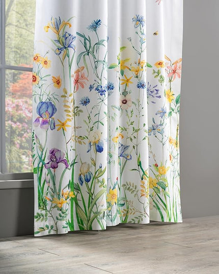 Maison d' Hermine Curtains for Living Room 100% Cotton 84 inch Length Two Panels Light Filtering Curtains for Bedroom Windows with Rod and Loop Pockets Drapes (Fleurs De Mai, 50" W x 84" L)
