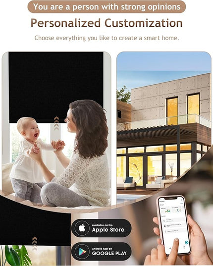 Kincmo Motorized Blinds with Remote,100% Blackout Motorized Roller Shades Work with Apple Homekit,Alexa,Google, Custom Electric Blinds with App,Voice Control (Vinyl Black)