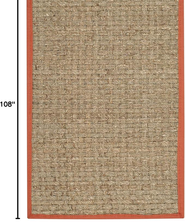 SAFAVIEH Area Rug 6x9 - Natural Fiber Collection - Natural & Rust, Seagrass, Basketweave Pattern with Border (NF114Y)