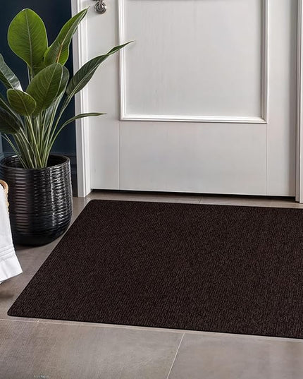 Beverly Rug Non-Slip Modern Entry Rug 2x3 Solid Traditional Rubber Backing Machine Washable Soft Thin Indoor Area Rugs for Living Room Stain Resistant Non Shedding Casual Carpet (2 x 3 Brown)