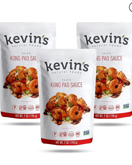 Kevin's Natural Foods Kung Pao Sauce - Keto and Paleo Simmer Stir-Fry Sauce, Gluten Free, No Preservatives, Non-GMO - 3 Pack
