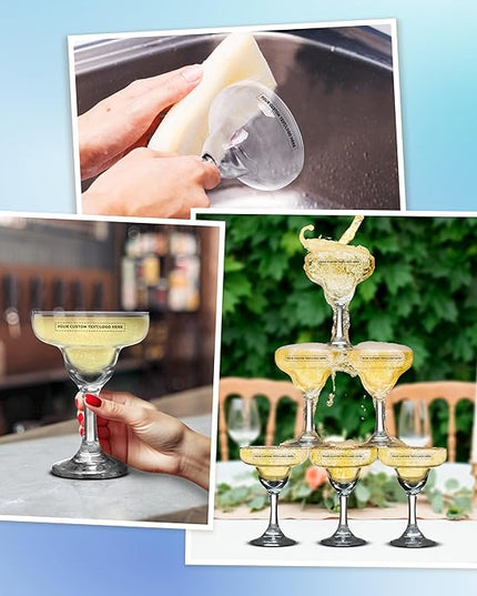 DISCOUNT PROMOS 100 Margarita Glasses Set, 9 oz. - Personalized Text, Logo - Classic, Smooth, Barware, Glassware - Clear