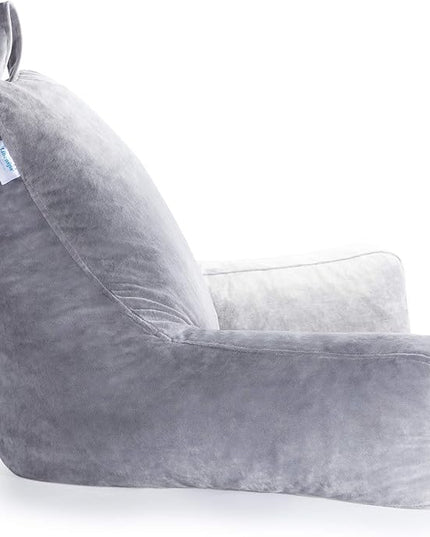 Linenspa Reading Pillow with Shredded Memory Foam- X-Large Size - Back Pillow for Sitting in Bed, Reading, Gaming, Watching TV – Bed Chair with Arms, Dorm Room Essentials, Stone