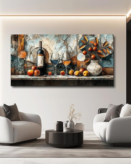 XIGUANGART Large Canvas Wall Art For Dining Room Wall Decor For Kitchen Wine Bottle Painting Still Life Abstract Picture Artwork Pub Bar Living Room Wall Mural Posters Home Decorations Ready To Hang