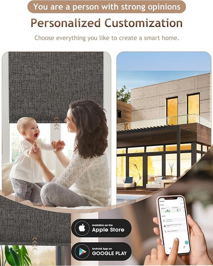 Kincmo Motorized Blinds with Remote,100% Blackout Motorized Roller Shades Work with Apple Homekit,Alexa,Google, Custom Electric Blinds with App,Voice Control (Classic Shadow)