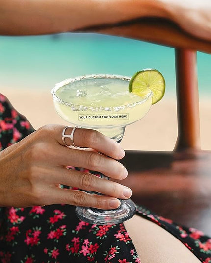 DISCOUNT PROMOS 100 Margarita Glasses Set, 9 oz. - Personalized Text, Logo - Classic, Smooth, Barware, Glassware - Clear