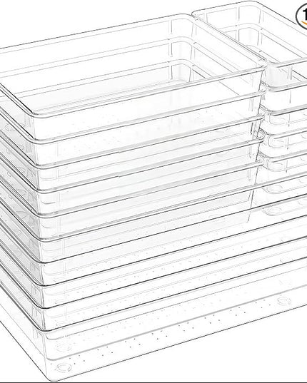 15-Pack Clear Drawer Organizer Set – Multi-Size Acrylic Storage Bins for Kitchen, Makeup, Office & Bathroom – Stackable Plastic Trays for Home, Desk & Vanity Organization