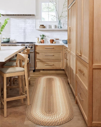 Tranquility TQ52 Natural 2' x 6' Runner - Braided Area Rug, Home Decor, Floor Mat or Bedroom Rug - Easy Care, Ideal for High Traffic Areas in Hallway and Living Room - Made in USA