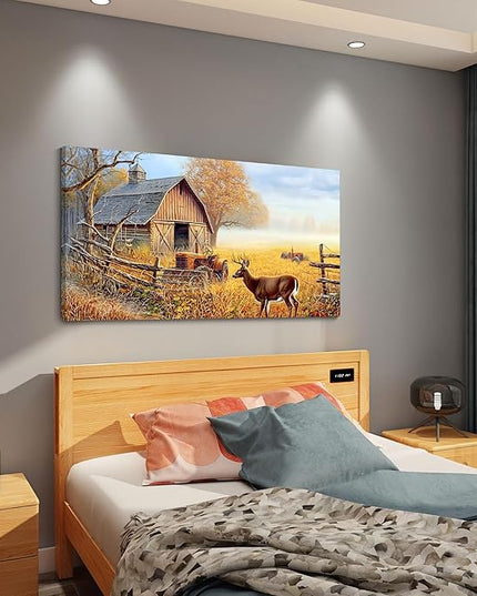 JEAWA Animal Canvas Wall Art Decor - Deer Canvas for Wall Decor, Farm Artwork Decor, Large Wall Art for Living Room Bedroom Bathroom, 20x40 IN