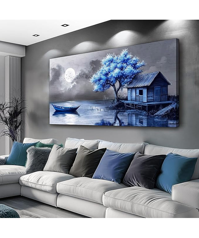 ZUITINGHUA Canvas Wall Art For Living Room Wall Decor For Bedroom Office Wall Decoration Seaside Landscape Painting Boat Pictures Artwork Room Aesthetic Home Decor 20x40 In